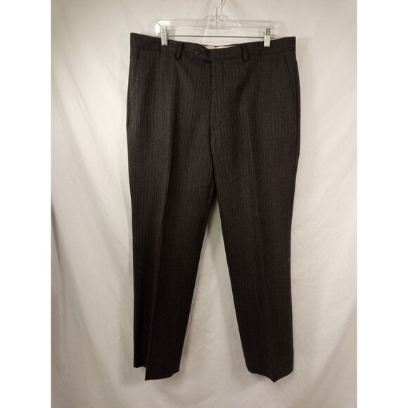 Jos. A. Bank Grey Pinstriped Tailored Fit Suit Set 42R/36 Waist - Picture 9 of 12